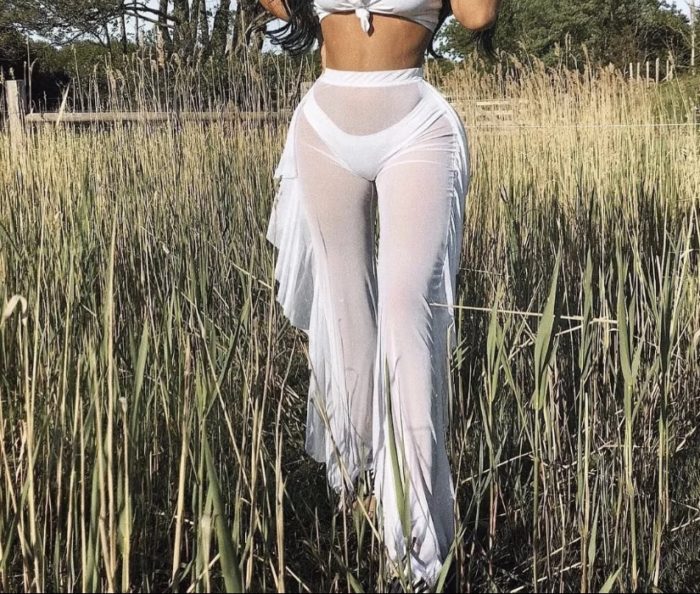 white sheer pants